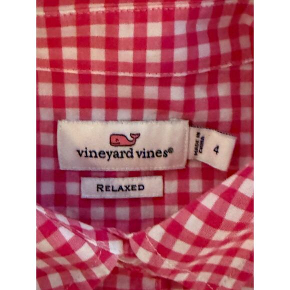 Vineyard Vines Boys Classic Button-Down Shirt 👔 | Size 4 | Red‎ Gingham - Picture 4 of 7
